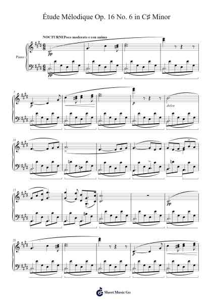 Étude Mélodique Op. 16 No. 6 in C♯ Minor Sheet Music by Stephen Heller-Arr.Westier Haylay