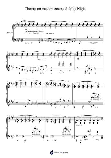 Thompson modern course 5- May Night Sheet Music by John Thompson-Arr.Bartblack Jobky