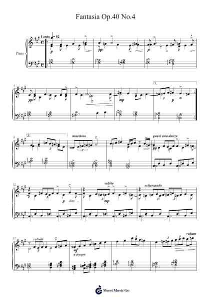 Fantasia Op.40 No.4 Sheet Music by Needel Deirmag-Arr.Chamver Brewslyle