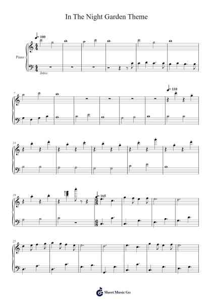 In The Night Garden Theme Sheet Music by Andrew Davenport-Arr.Cofearl