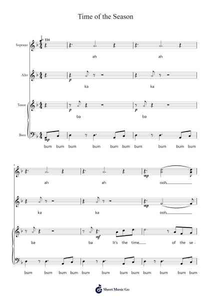 Time of the Season Sheet Music by The Zombies-Arr.Lilrald
