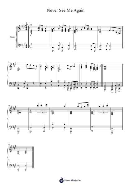 Never See Me Again Sheet Music by Kanye West-Arr.Brucefe Payjim