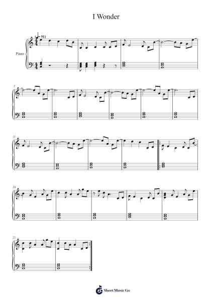 I Wonder Sheet Music by Kanye West-Arr.Bobtab