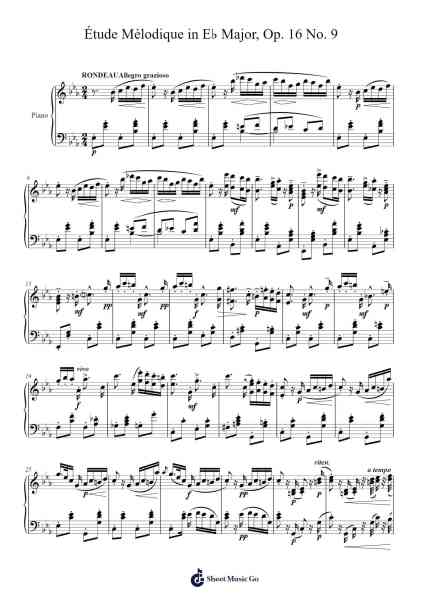 Étude Mélodique in E♭ Major, Op. 16 No. 9 Sheet Music by Stephen Heller-Arr.Quintle
