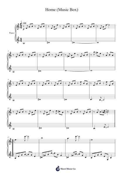 Home (Music Box) Sheet Music by TOBY FOX-Arr.Hornker