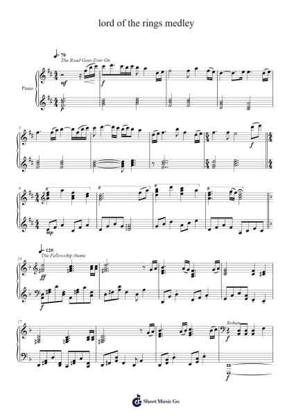 lord of the rings medley Sheet Music by Howard Shore-Arr.Betle