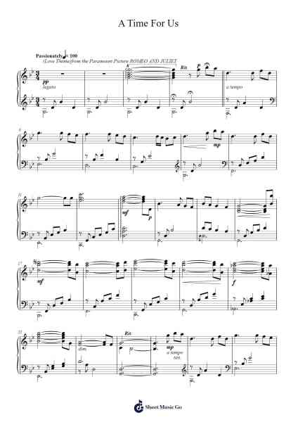 A Time For Us (Love Theme from Romeo and Juliet) Sheet Music by Nino Rota-Arr.Jansean