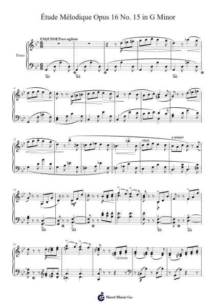Étude Mélodique in G Minor, Op. 16, No. 15 Sheet Music by Stephen Heller-Arr.Harruth