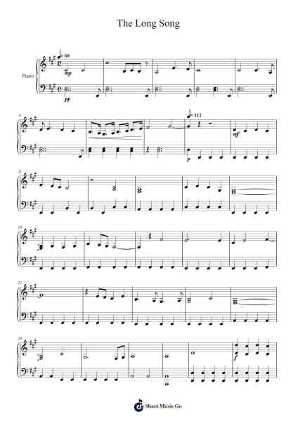 The Long Song Sheet Music by Murray Gold-Arr.Manssom Pulwylde