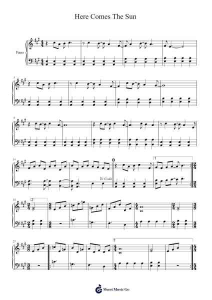 Here Comes The Sun Sheet Music by George Harrison-Arr.Rooven