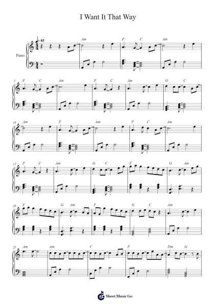 I Want It That Way Sheet Music by Backstreet Boys-Arr.Mattrie