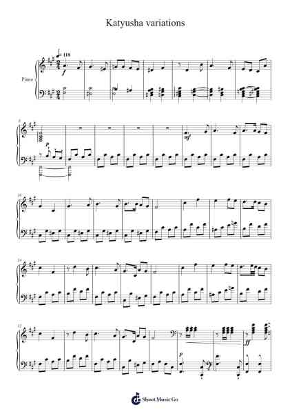 Katyusha Variations Sheet Music by Matvey Blanter-Arr.Subill