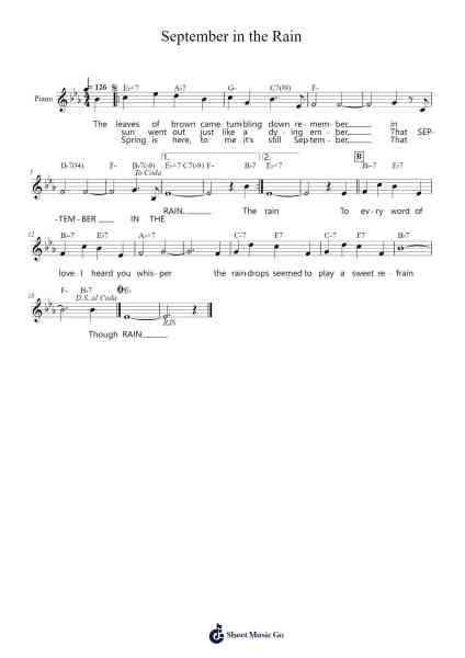 September in the Rain Sheet Music by Harry Warren-Arr.Manlynch