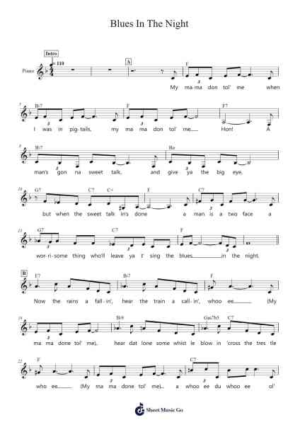 Blues In The Night Sheet Music by Harold Arlen-Arr.Stoweberg