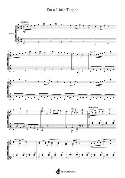 Theme with Three Variations on "I'm a Little Teapot" Sheet Music by Wordsworth-Arr.Feleste Johnren