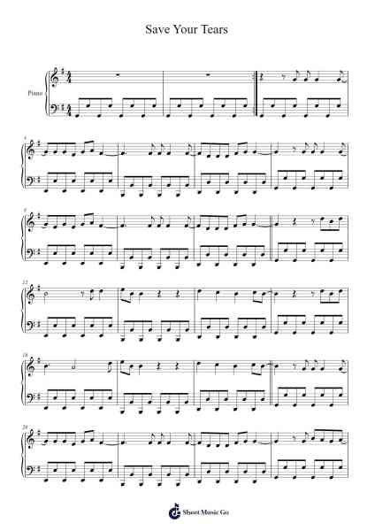 Save Your Tears Sheet Music by The Weeknd/Ariana Grande-Arr.Duntrick