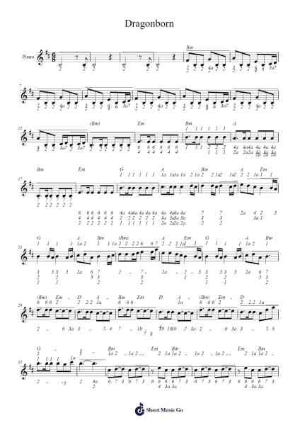 Dragonborn Sheet Music by Jeremy Soule-Arr.Chloemen O'Cazie