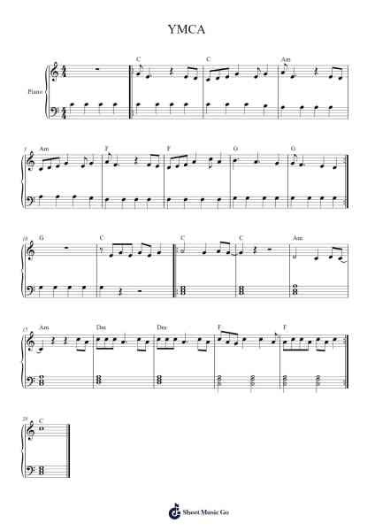 YMCA Sheet Music by Village People-Arr.Quenram