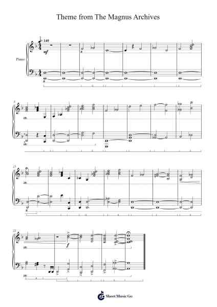 Theme from The Magnus Archives Sheet Music by sam jones-Arr.Subill