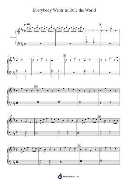 Everybody Wants to Rule the World Sheet Music by Tears for Fears-Arr.Duttledk Corh