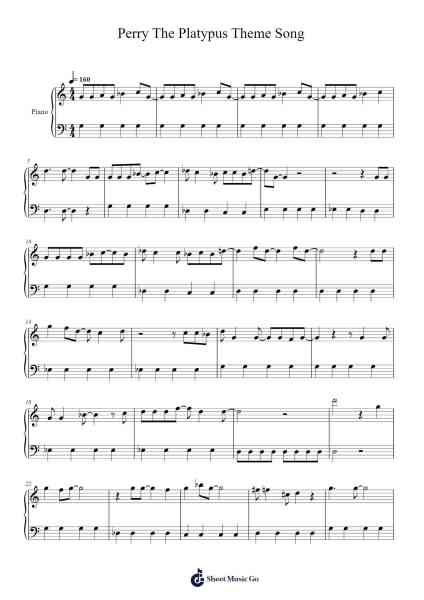 Perry The Platypus Theme Song Sheet Music by Danny Jacob-Arr.Tesssaul