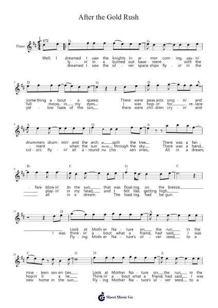 After the Gold Rush 楽譜 by Neil Young-Arr.Keatsshua Beareade