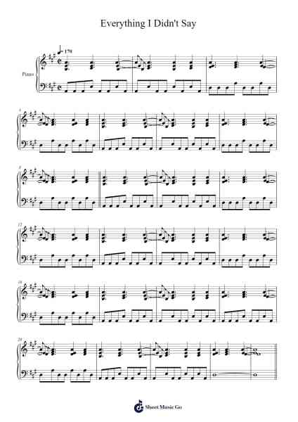 Everything I Didn't Say 乐谱由 5 Seconds of Summer - 编曲 Paunix