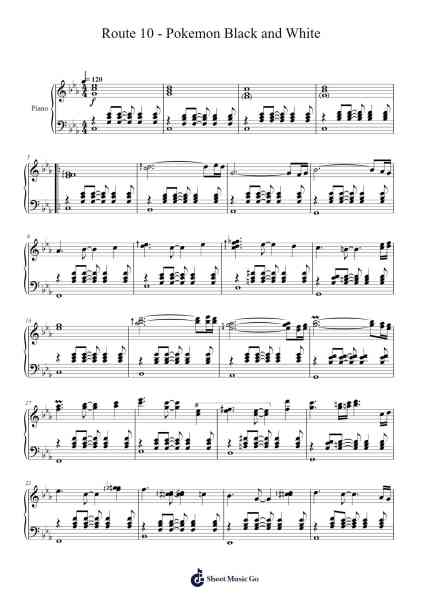 Route 10 - Pokemon Black and White (Piano Version) Sheet Music by Shota Kageyama-Arr.Souyet Jamesnolds