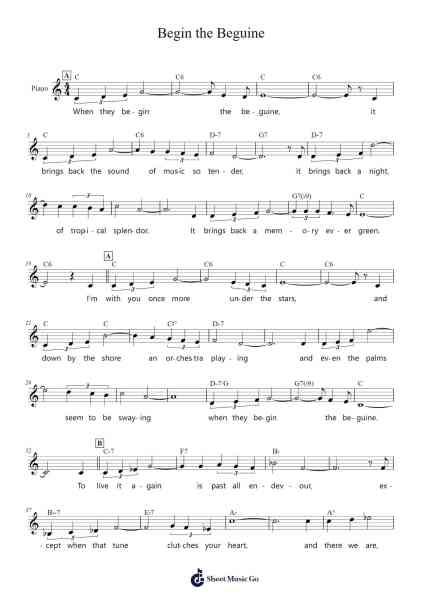 Begin the Beguine Sheet Music by Cole Porter-Arr.Priestsey