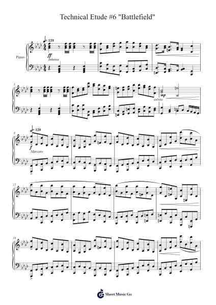 Technical Etude #6 "Battlefield" Sheet Music by Warhill-Arr.Temvogt Roblome