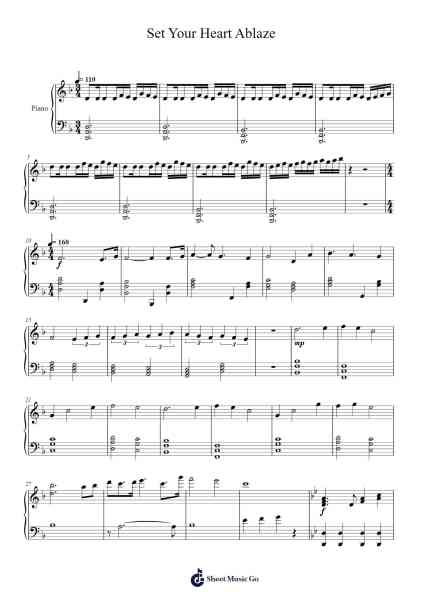 Set Your Heart Ablaze Sheet Music by Shio-Arr.Runiel Faulktave