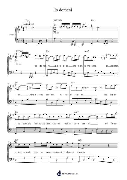 Io domani Sheet Music by Marcella Bella-Arr.Chandys Jehan