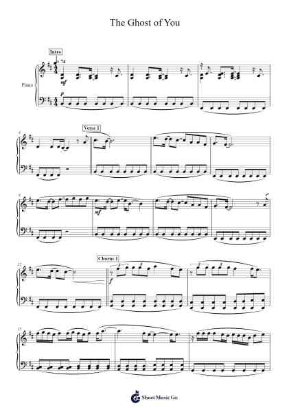 The Ghost of You Sheet Music by My Chemical Romance-Arr.Joycelup