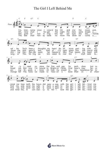 The Girl I Left Behind Me Sheet Music by Deirbe Kathma-Arr.Reedthey Zeway