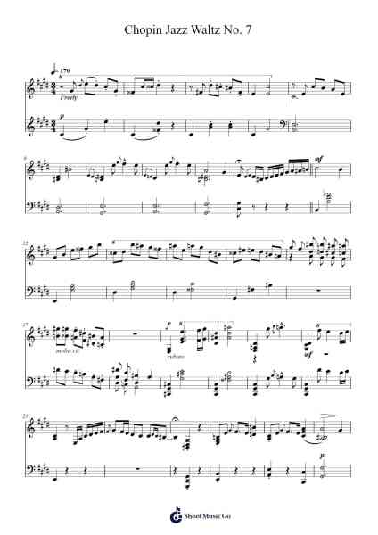 Chopin Jazz Waltz No. 7 Sheet Music by Makoto Ozone-Arr.Puldair