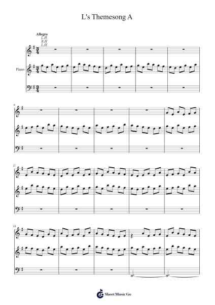 L's Themesong A Sheet Music by undefined-Arr.Toddjoy