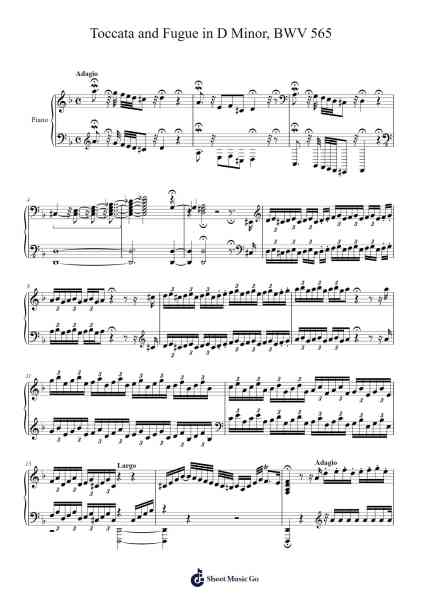 Toccata and Fugue in D minor, BWV 565 Sheet Music by Johann Sebastian Bach-Arr.Morsedric