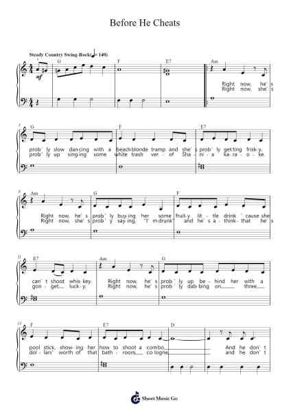 Before He Cheats Sheet Music by Carrie Underwood-Arr.Puldair
