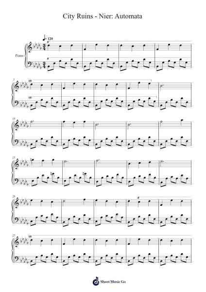 City Ruins - Nier: Automata Sheet Music by Keiichi Okabe-Arr.Reedthey Zeway