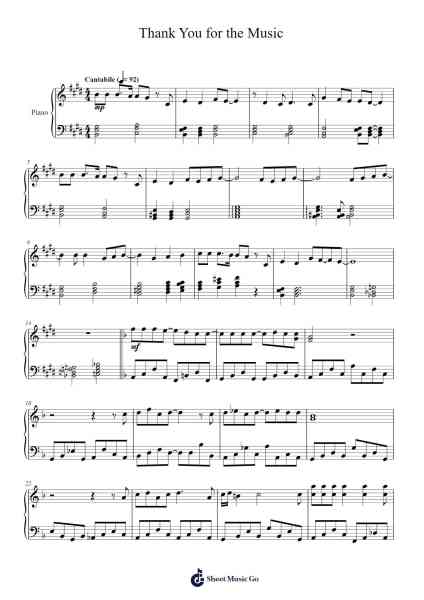 Thank You for the Music Sheet Music by Benny Andersson/Bjorn Ulvaeus-Arr.Vithel
