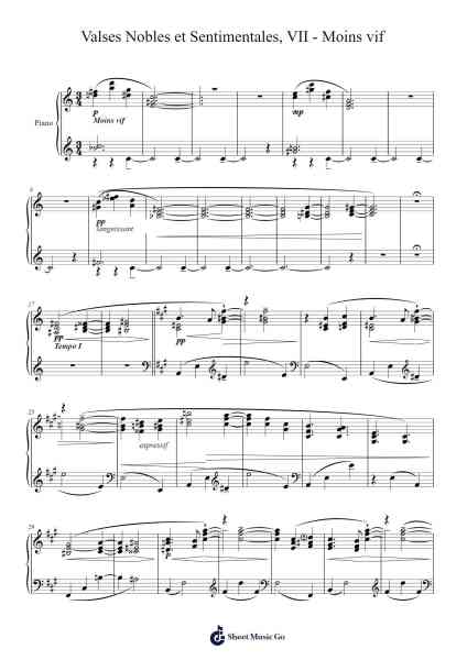 Valses Nobles et Sentimentales, M. 61: VII. Moins vif Sheet Music by Maurice Ravel-Arr.Wattsh