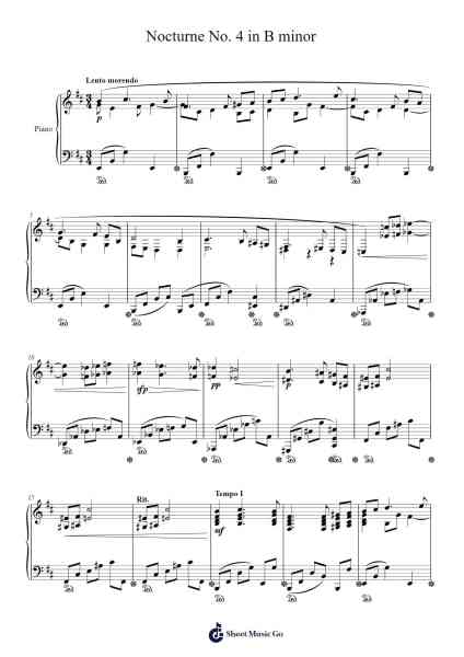 Nocturne No. 4 in B minor Sheet Music by nutmegmusik-Arr.Louisron Whitemax