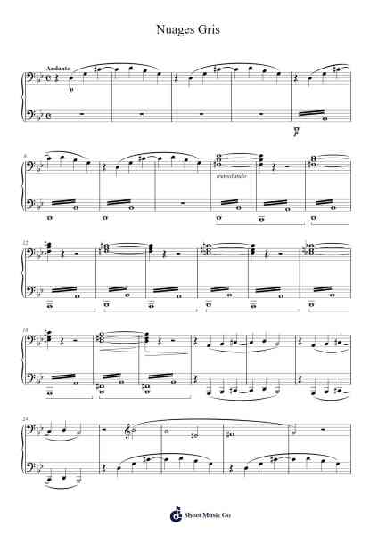 Nuages Gris, S. 199 Sheet Music by Franz Liszt-Arr.Temlouie Ramsjo