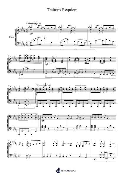 Traitor's Requiem Sheet Music by Yugo Kanno-Arr.Thodoreien