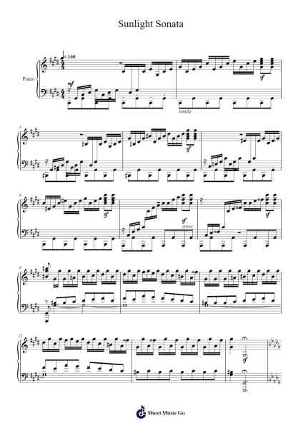 Piano Sonata No. 14 in C-Sharp Minor, Op. 27, No. 2 "Moonlight" Sheet Music by Ludwig van Beethoven-Arr.Dougtin Vashop