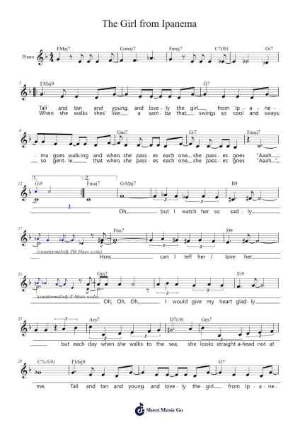 The Girl from Ipanema Sheet Music by Antônio Carlos Jobim-Arr.Chloekeats