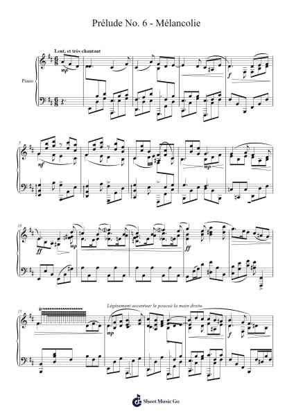 Prélude No. 6 "Mélancolie" Sheet Music by Xanbee Gemel-Arr.Caewald Tabpritt