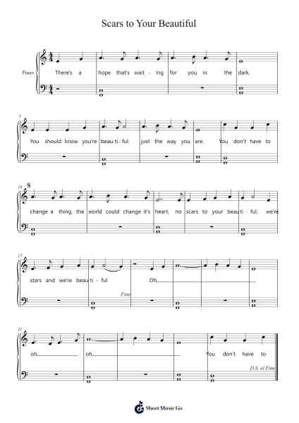 Scars to Your Beautiful Sheet Music by -Arr.Kathmann