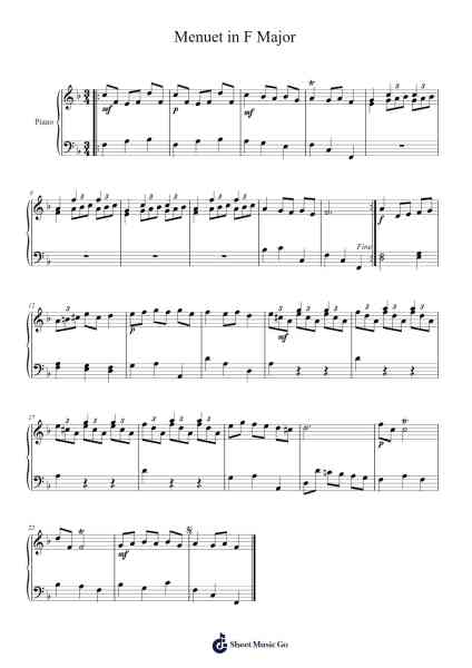 Notebook for Wolfgang No. 18 Menuet in F Major Sheet Music by Leopold Mozart-Arr.Cumwyatt