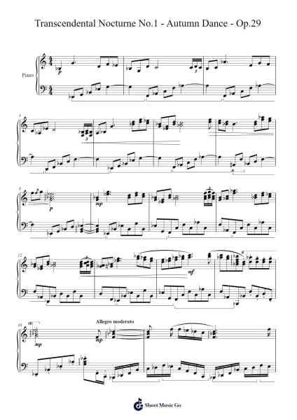 Transcendental Nocturne No.1 - Autumn Dance - Op.29 Sheet Music by Louigray Sidway-Arr.Junerald